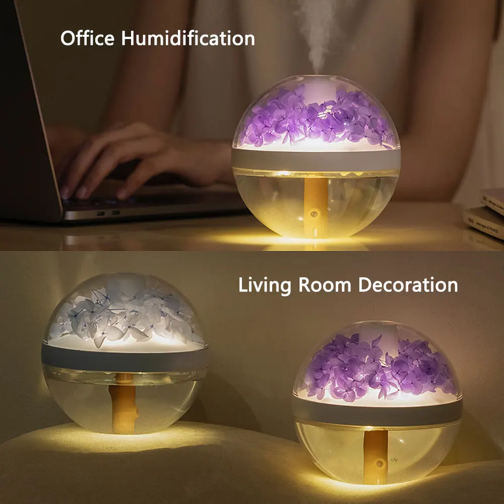 Eternal Flower Humidifier Atmosphere Light Dual-USB Battery Charger Mini Home Creative Festival Gift Artificial Flower Diffuser image 5