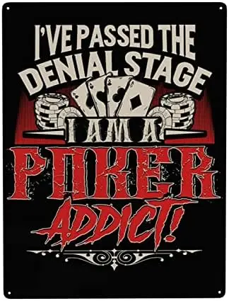 Poker Player Art Vintage Tin Sign Metal Poster Art Funny Tin Sign for Office/Home/Classroom Bathroom Decor Gifts - Best Far sign