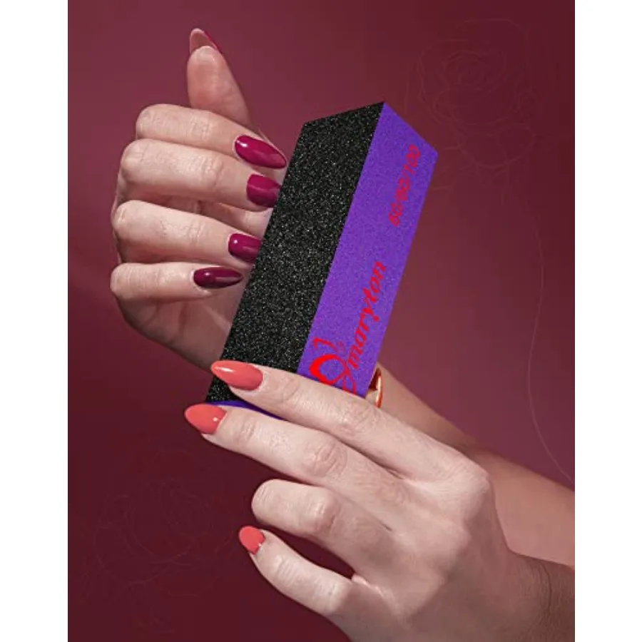 Nail Buffer Sanding Block Polisher Buffing File 60/100 Grit for Acrylic Nail Art Kit Manicure Tools 10 PCS Black Purple