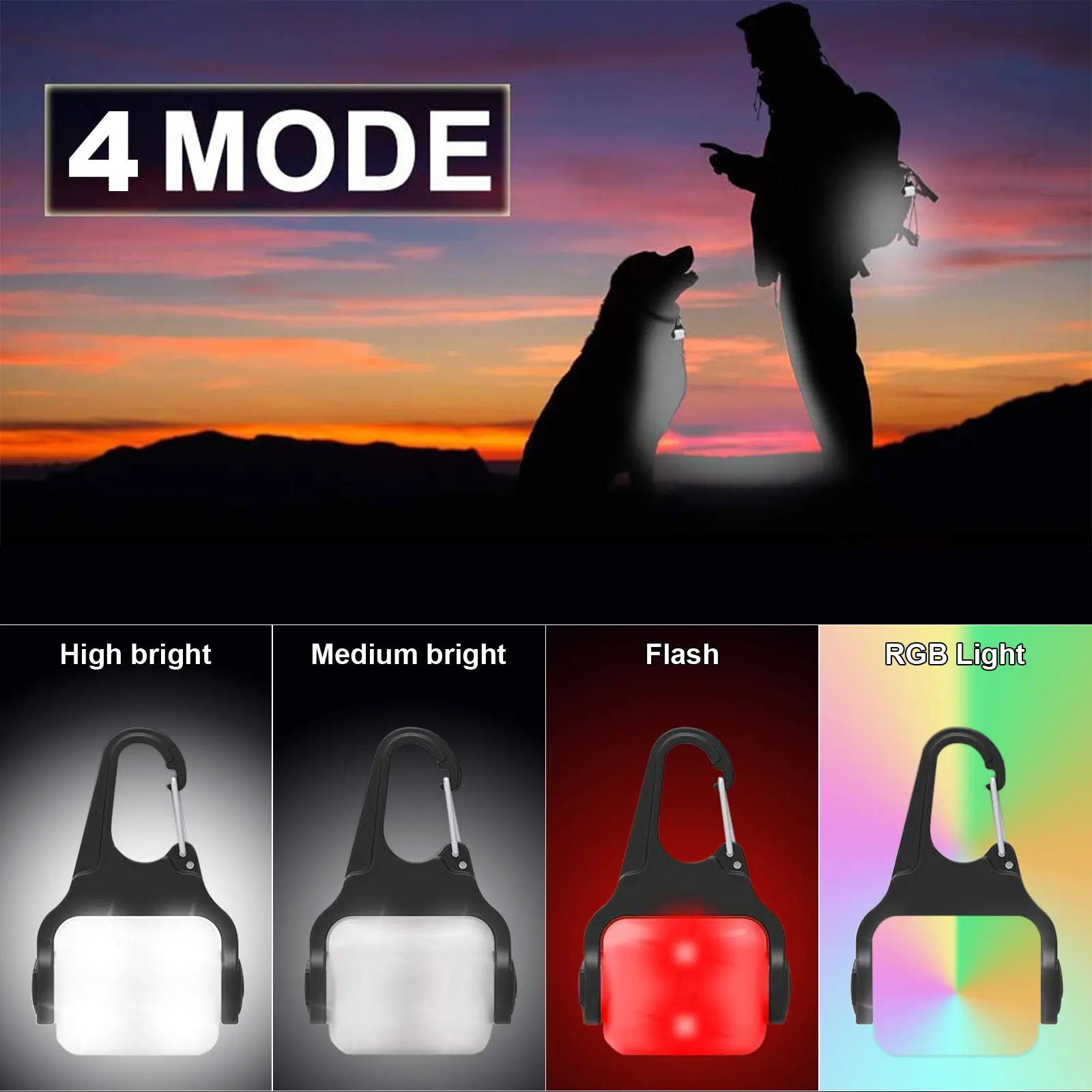 2 Pack LED Dog Collar Light Pet Cat Flashlight Luminous Pendant USB Charging Safety Dog Lights for Night Walking Running Camping