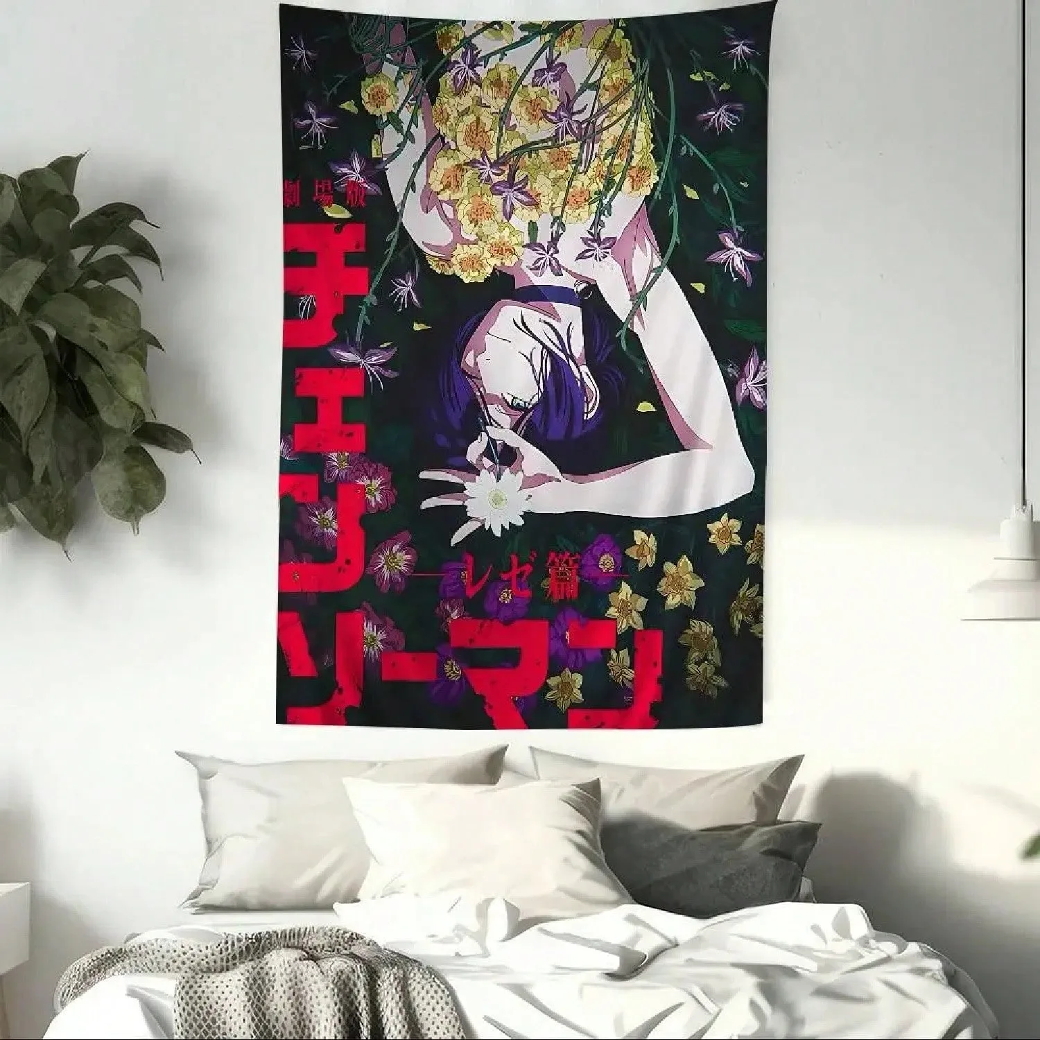 1 tapiz de Cowboy Bebop Faye Valentine, decoración floral de anime para colgar en la pared, impresión 2D de poliéster, decoración retro de anime para dormitorio, regalo