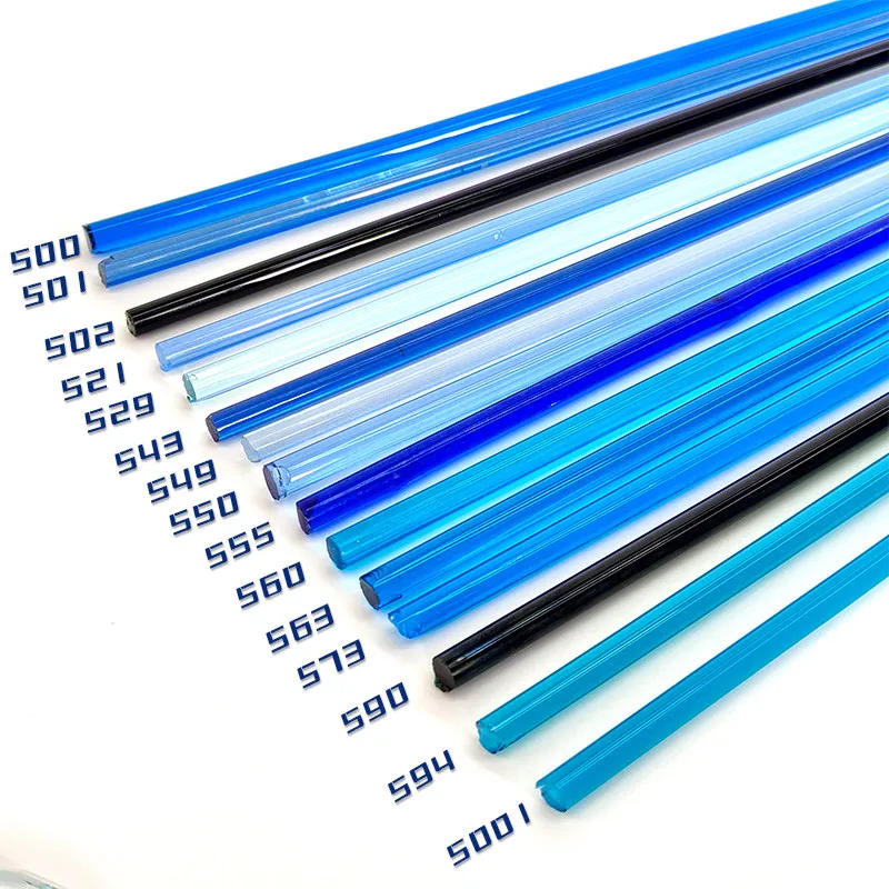 Lamplighter Glass Rod 104 Transparent Blue Series Bar Material Fired Glass Bead Jewelry Low Temperature Soft Material Rod