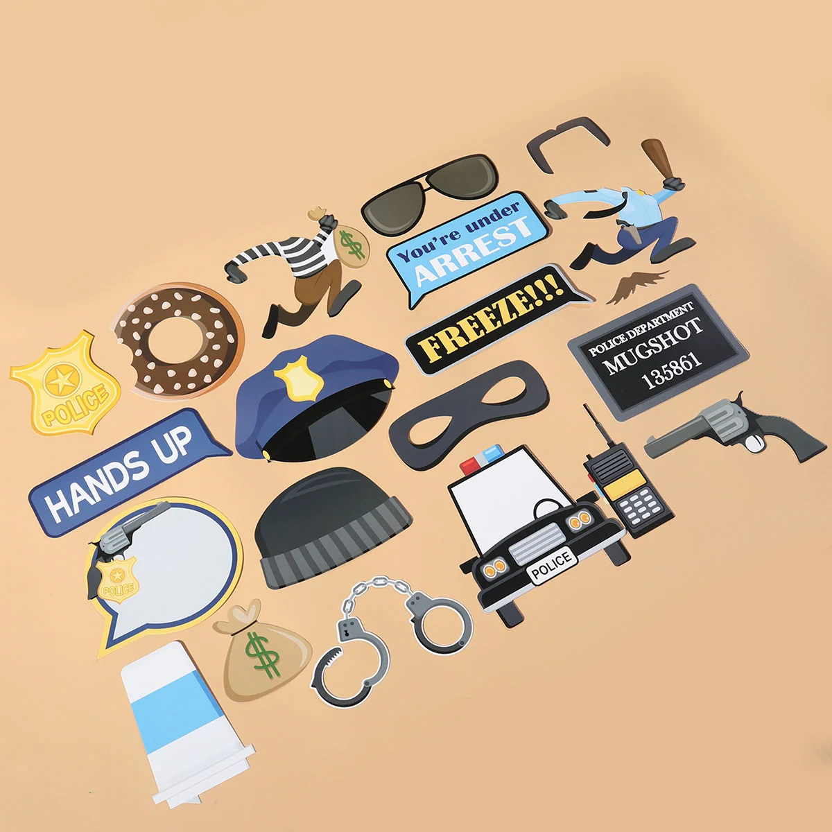 

21 Pcs Party Props Favors Police Thief Photo Supplies Car Toy Accessories Decoration