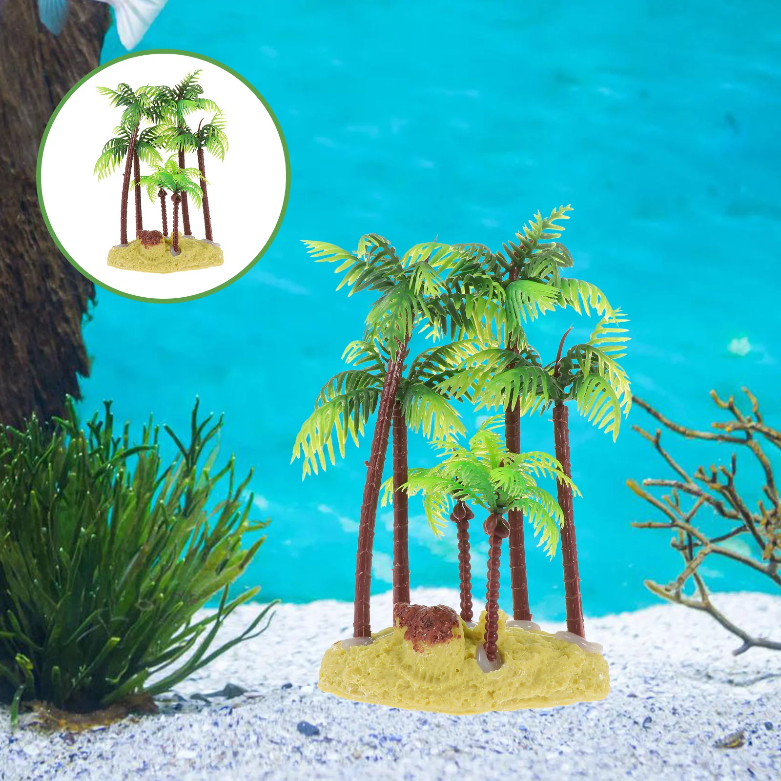 

1Pcs Aquarium Coconut Tree Resin Decor Lifelike Fish Tank Ornament Natural Landscape Decoration Fish Tank Supply Aquarium