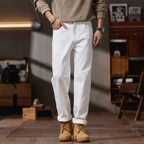 Men's Classic Casual Pants Natural Cotton Slight Stretch Comfort Travel Chinos Slim Fit Commuter Trousers​ With 5 Pockets