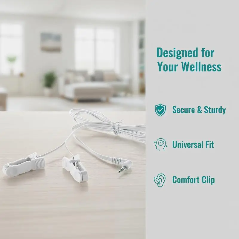 1Pcs Ear Clip Electrode Lead Wire 2.5mm Right Angle Plug Dual Ear Clamp Cable For TENS Pulse Therapy Massager Device