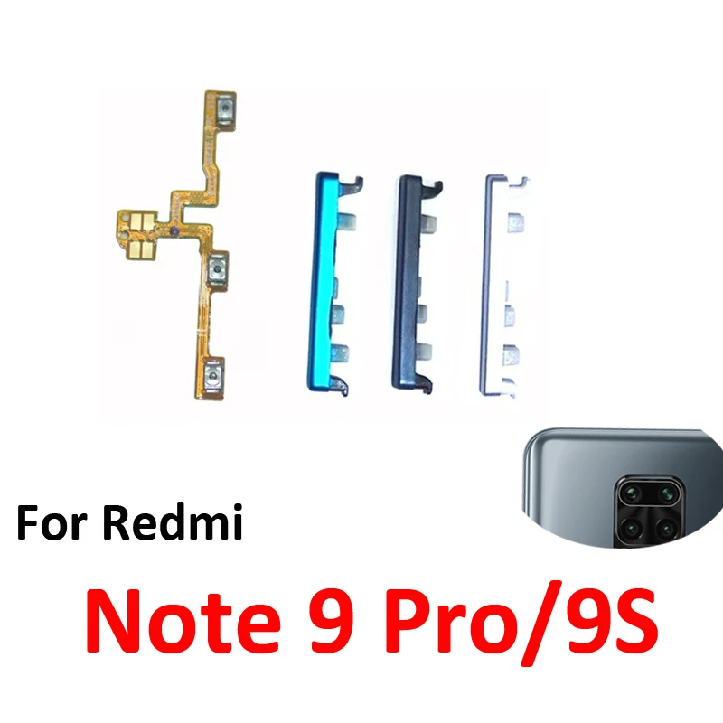Carcasa de Botón de Volumen y Encendido/Apagado, Cable Flex Interno para Xiaomi Redmi Note 9s 9 Pro, Repuestos para Redmi 9 Pro 9s