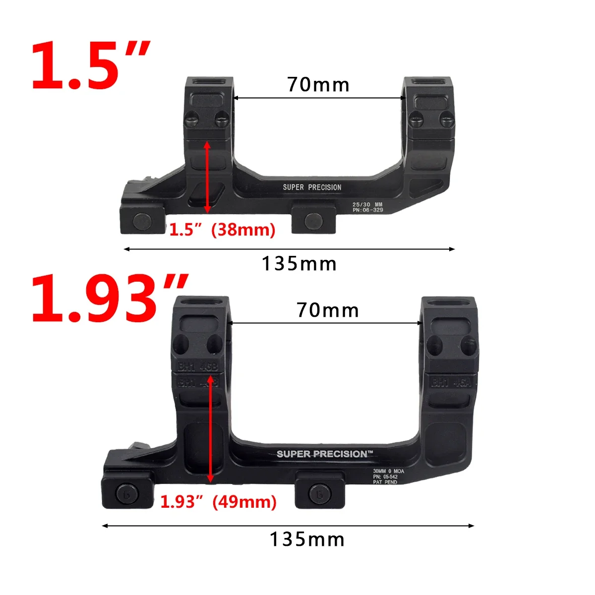 GEISSELE SUPER PRECISION AR15 Scope Mount 25.4mm 30mm Rings With Reptilia ROF-45/90 For RMR Red Dot Sight RAISER Mount view 4