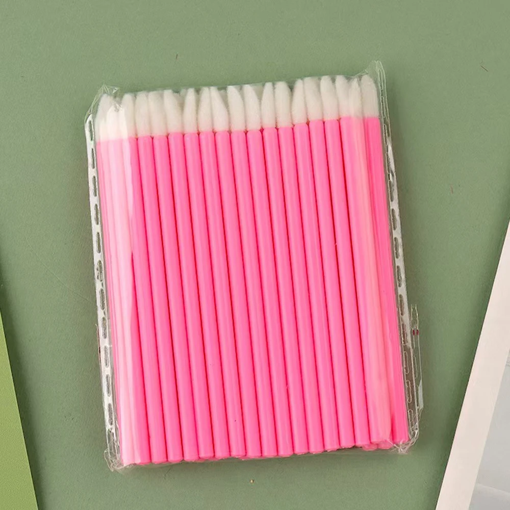 50개 일회용 립 브러쉬 휴대용 속눈썹 연장 마스카라 어플리케이터 립 글로스 립스틱 사선형 브러쉬 화장 도구