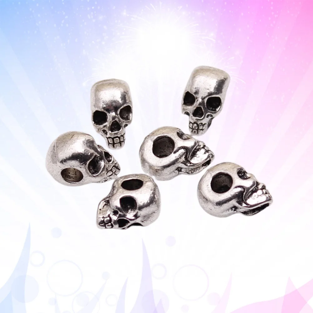 

50Pcs Skull Beads Alloy Pendant Charms DIY Craft Jewelry Making Supplies for Necklace Bracelet Keychain Cellphone Decoration