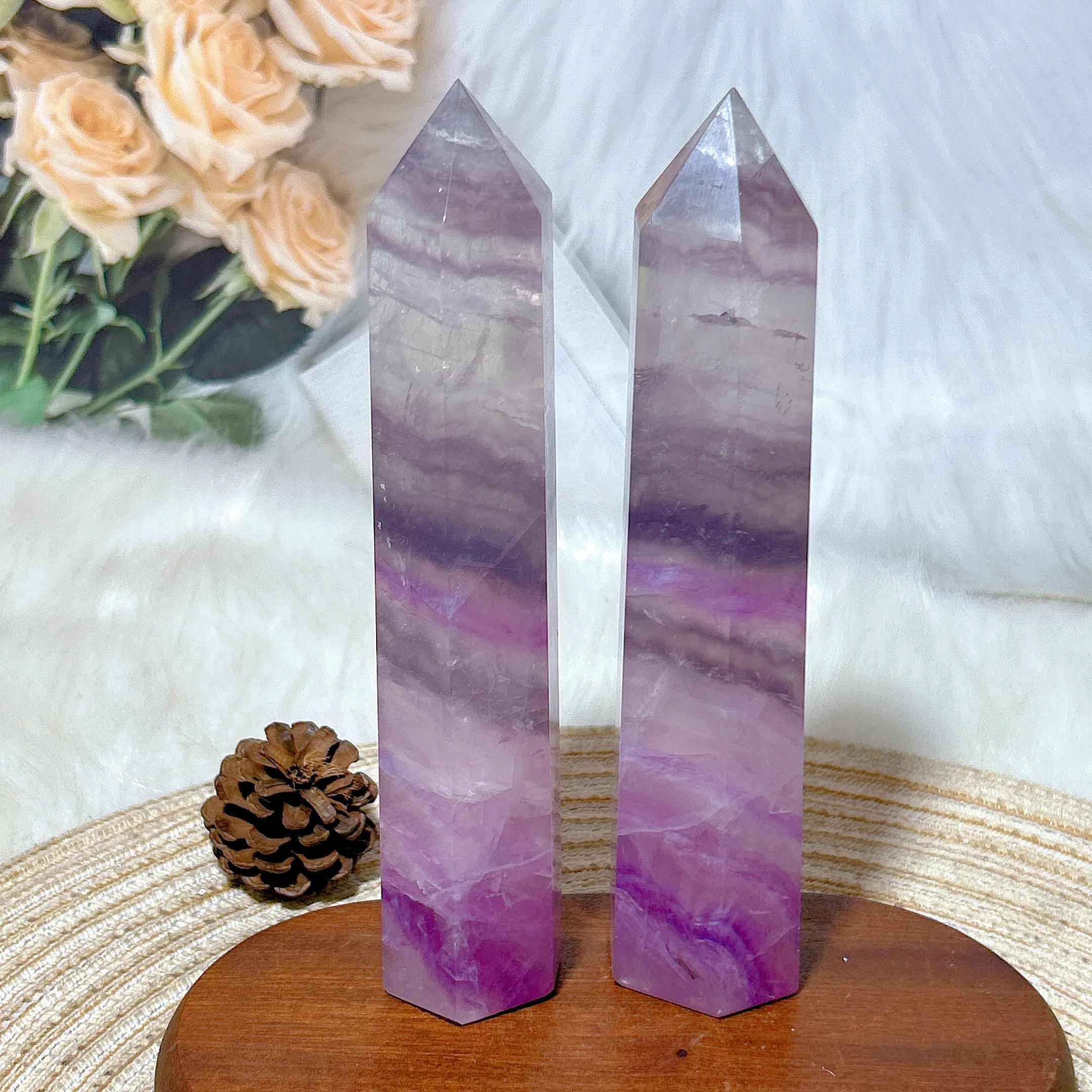 Healing Natural Crystal Purple Flourite Rainbow Big Tower Energy Mineral Ore Reiki Gemstone Home Decorations Room Decor Gift view 3