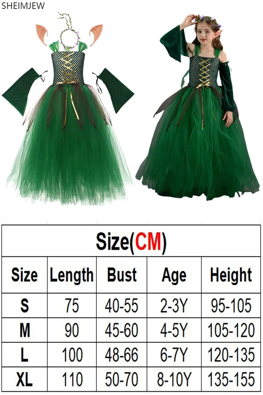 Halloween Girl Forest Elf Cosplay Long Dress Kids Green Ballet Dresses Carnival Fairy Forest Outfit Theme Party Stage Dress Up