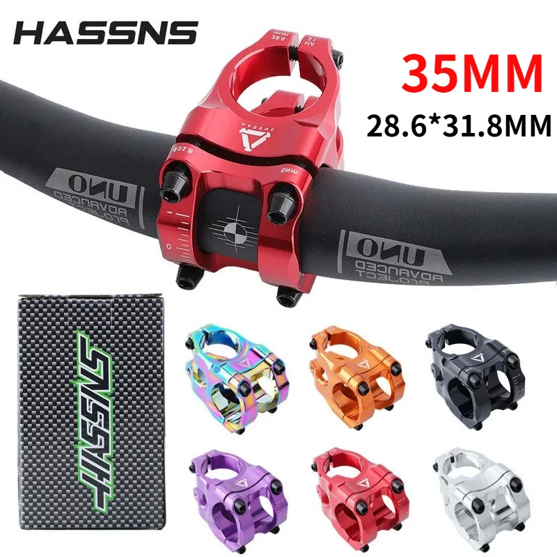HASSNS 35mm Lenkervorbau 31.8 MTB Rennrad Kurzer Fahrradvorbau für AM FR DH Dirt Jump Aluminium Ultraleichter Hohlkammer-Vorbau