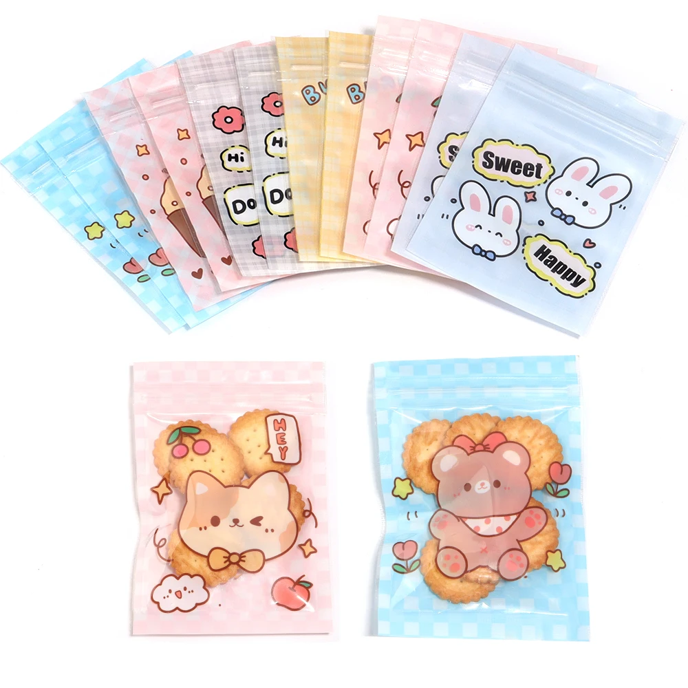 20pcs/lot New Cartoon Animals Magic Color Zip Lock Bag Self-sealing Bag Jewelry Cosmetic Packaging Bag Nail Packaging Bags