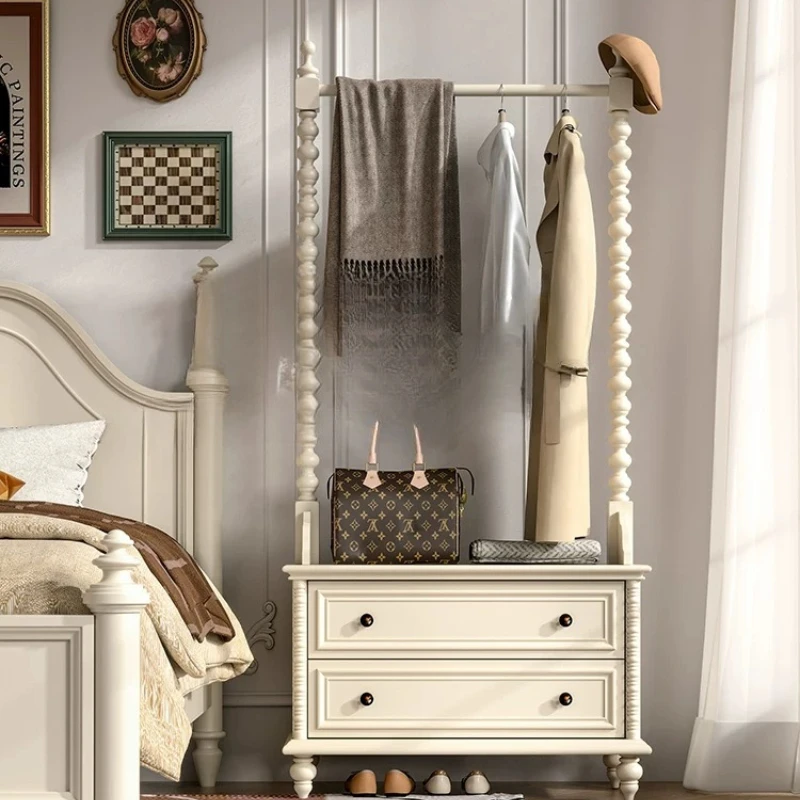 

French cream white solid wood chest living room wall locker bedroom bedside storage