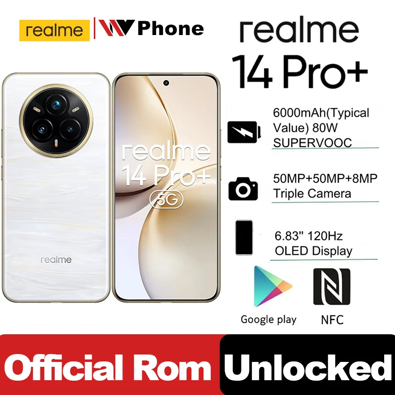 كاميرا Rom الرسمية غير مقفلة Realme 14 Pro Plus 5G Snapdragon 7S Gen 3 ثماني النواة 6000mAh 80W SUPERVOOC 50MP OIS ثلاثية 14 pro+