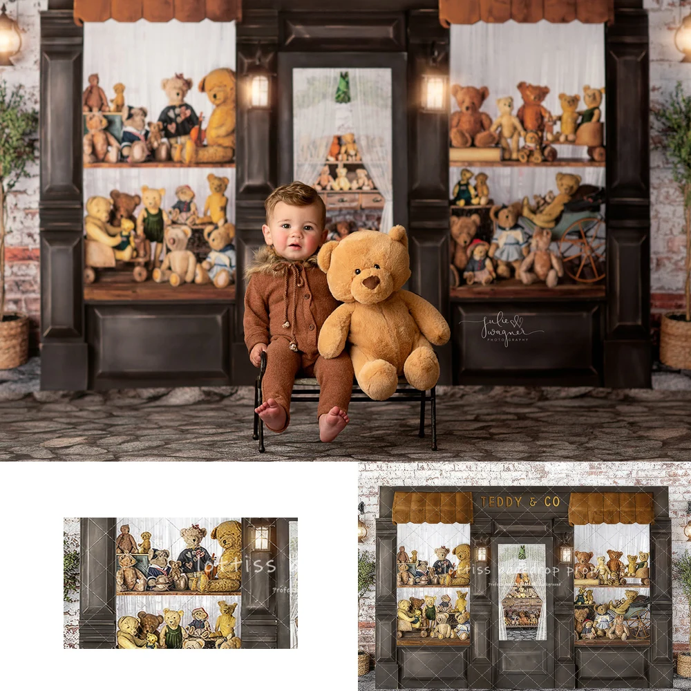 Downtown Shop Backdrops Kids Baby Birthday Cake Smash Photography Child Photocall Backgrounds