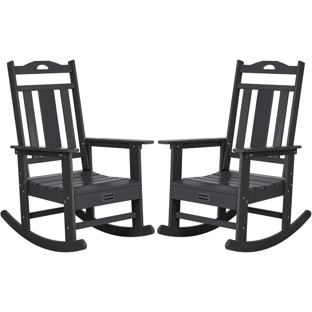 

Набор из 2 стульев-качалок Nalone для улицы, всепогодное кресло-качалка из полиэтилена HDPE для крыльца, большое кресло-качалка для патио для Adu