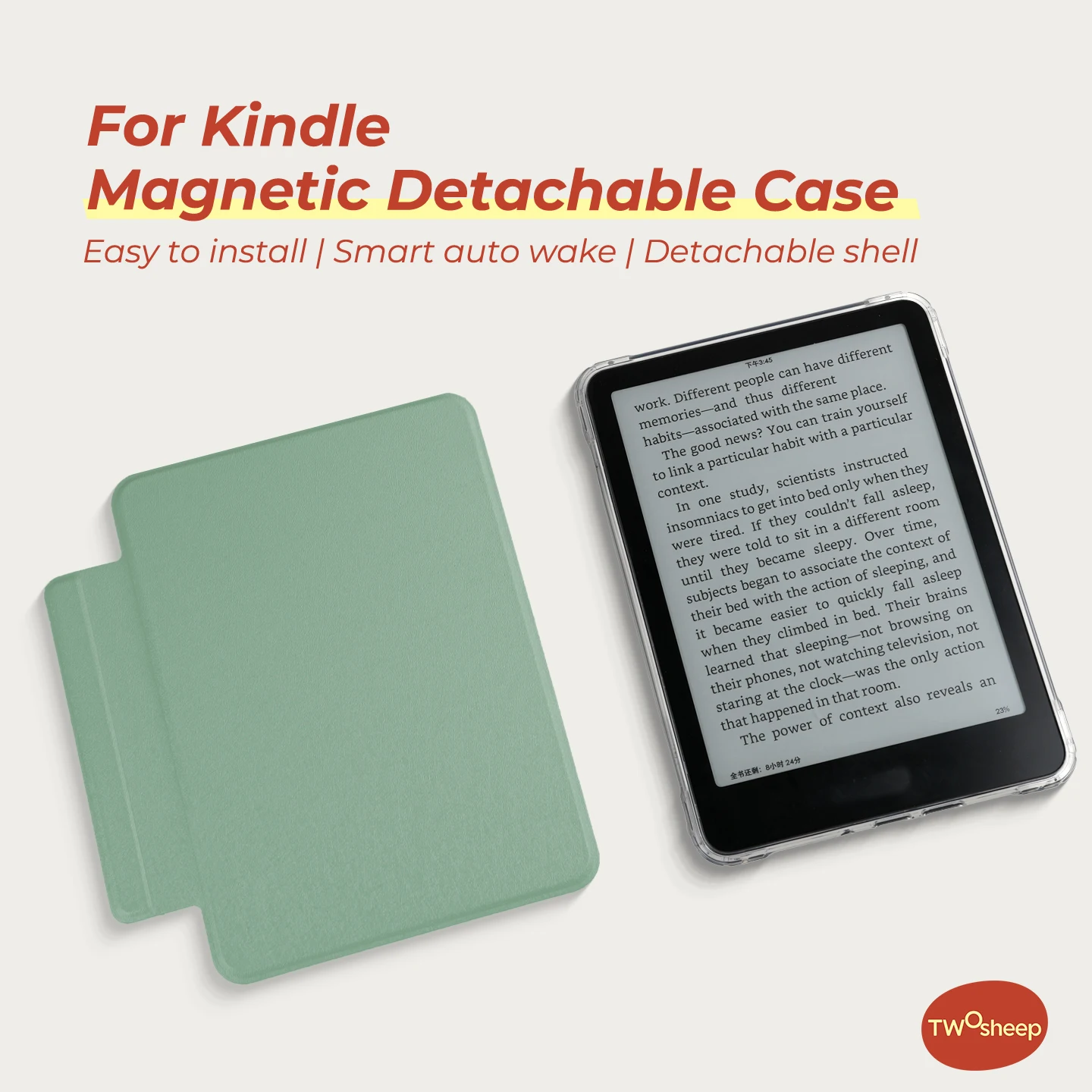 Twosheep suit for Kindle 11th Colosoft Paperwhite 12th 11th 10th 7th Magnetic Detachable Clear Back Auto Wake Sleep Solid color