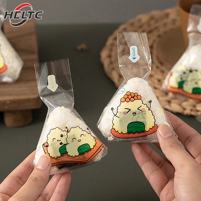 100Pcs Lovely Cartoon Triangle Rice Ball Packing Bag Seaweed Onigiri Sushi Making Mold Tools Bento Accessories