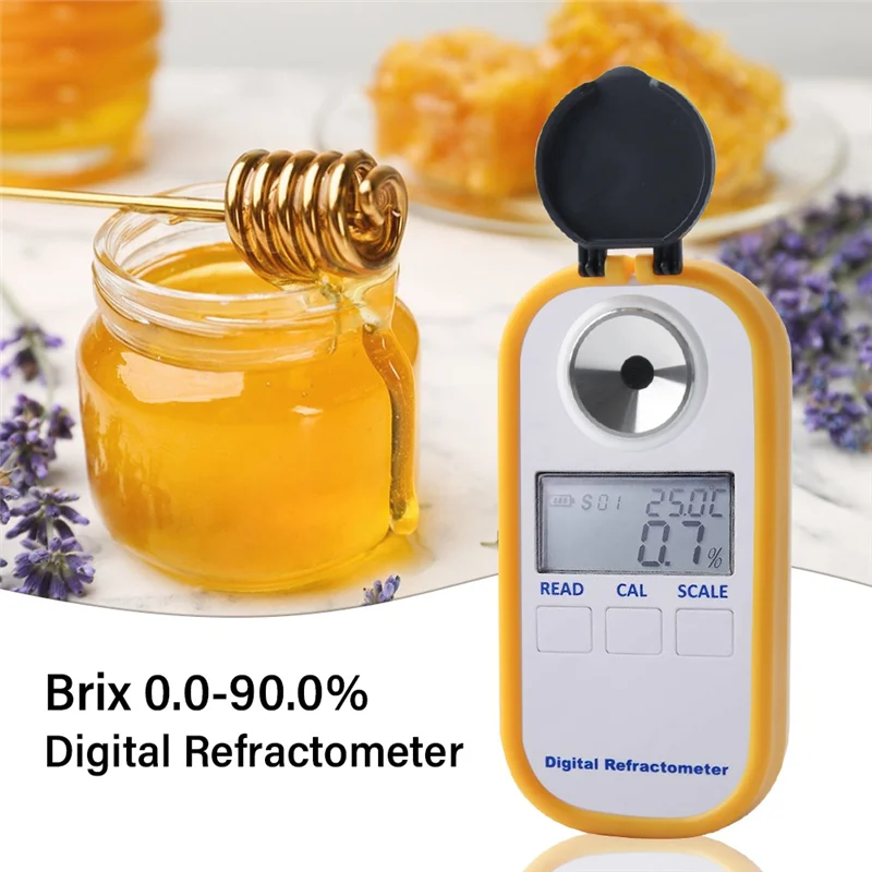 Portable Digital Honey Refractometer 4-in-1 Brix/Water/Be\'/Refractive Tester Measurement Instrument DR301