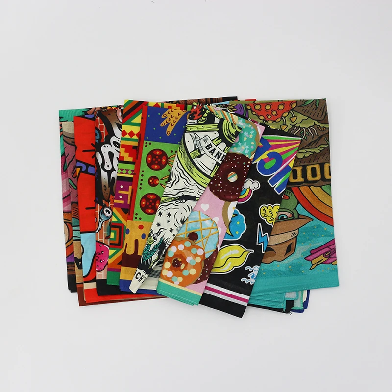Digital One-side Printed Cotton Bandannas Hip hop Headbands Motorcycle Riding Masks Music Festival Decorations Headscarves