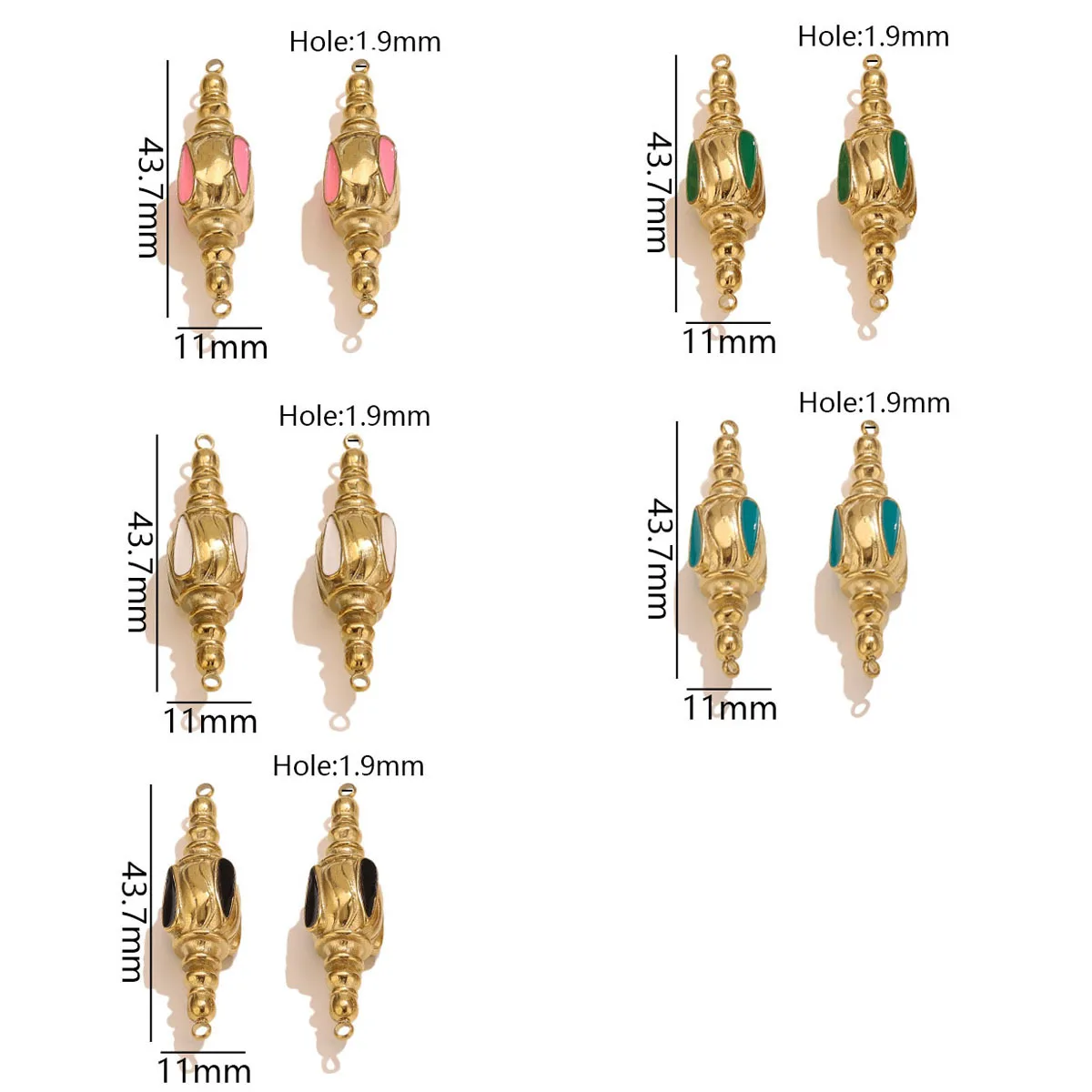 2개 스테인리스 스틸 드립 글레이즈 빈티지 디자인 금도금 로마 비즈 DIY 쥬얼리 연결 목걸이 펜던트 액세서리