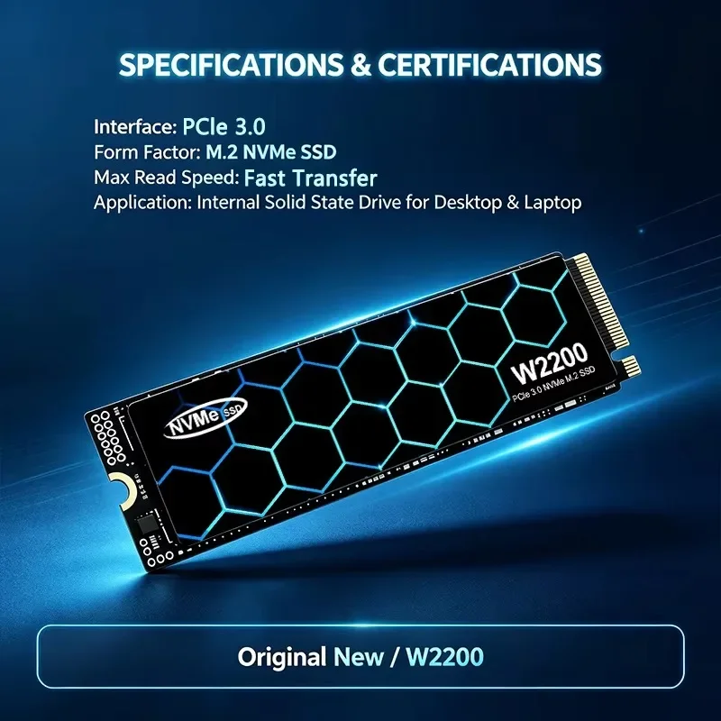 W2200 SSD NVMe M.2 2280 PCIe 3.0 High Speed 1TB 2TB 4TB Internal Solid State Drive Gaming Drive Works for Laptop PC Hard Disk 3D