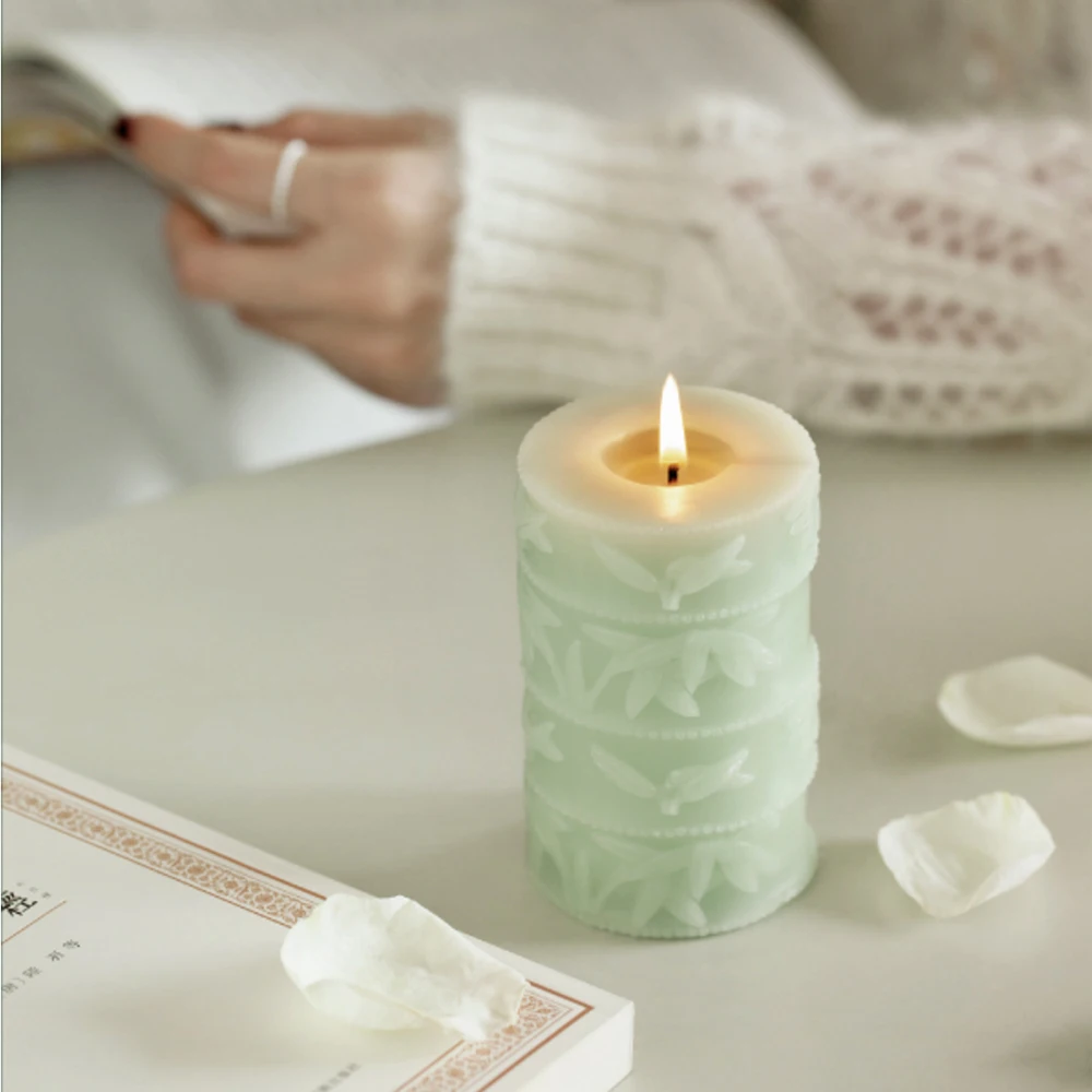 

Making Decoration Handmake DIY Cylindrical Bamboo Soap Silicone Mold 3D Bamboo Knot Candle Moulds