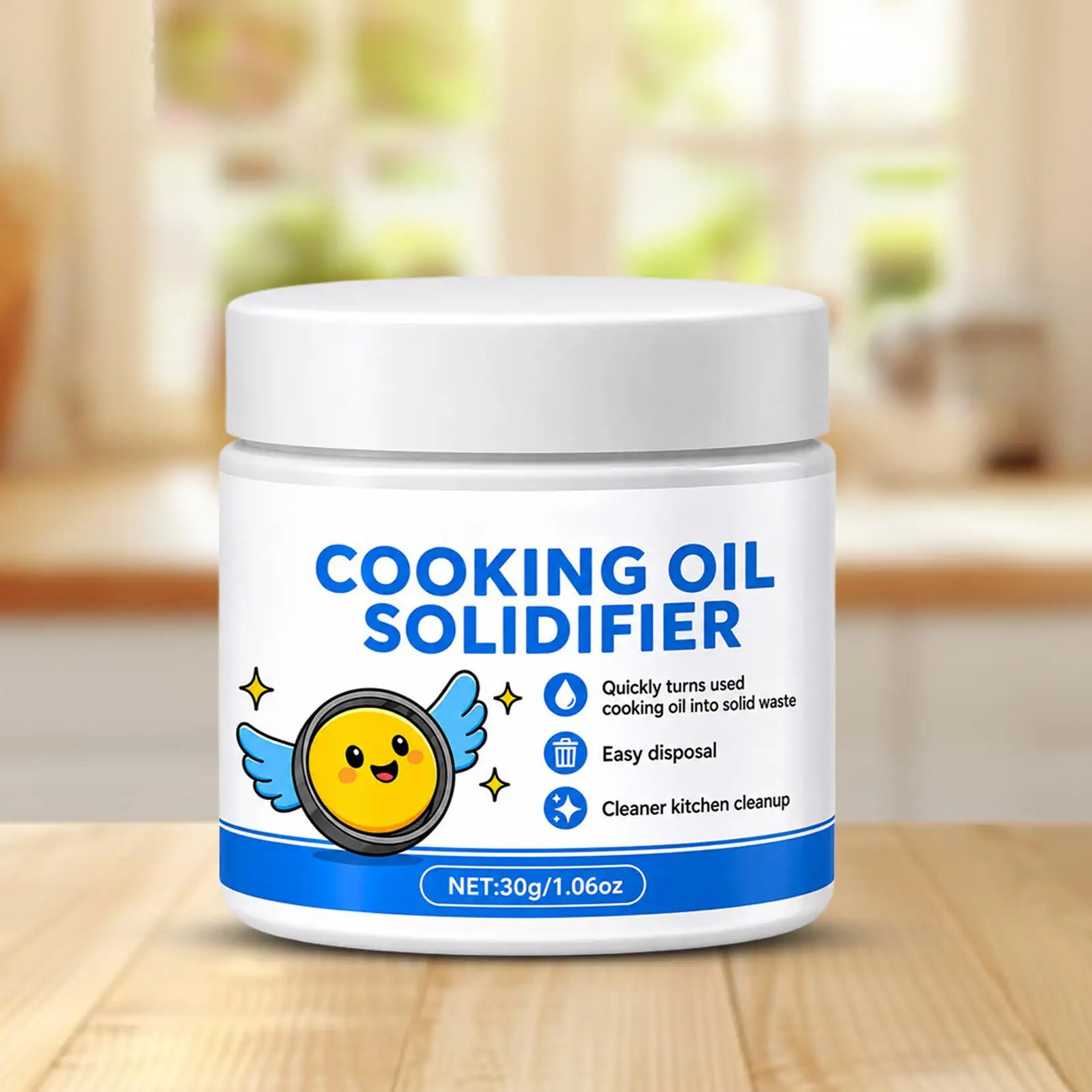 30ml Natural Oil Solidifier Powder, Kitchen Grease Cleaner for Disposal, Deep Fryer Waste Oil Hardener for Home Restaurant