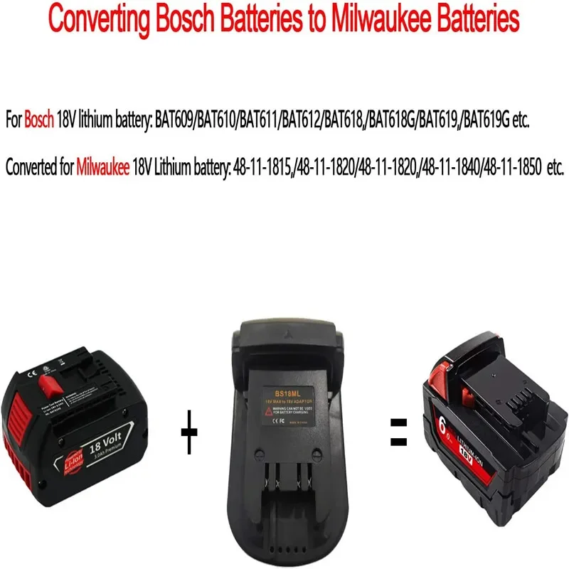 Adapter Converter BS18ML For Bosch 18V Li-ion Battery To for Milwaukee 18mm Lithium Cordless Electrical Power Tool Home Tool