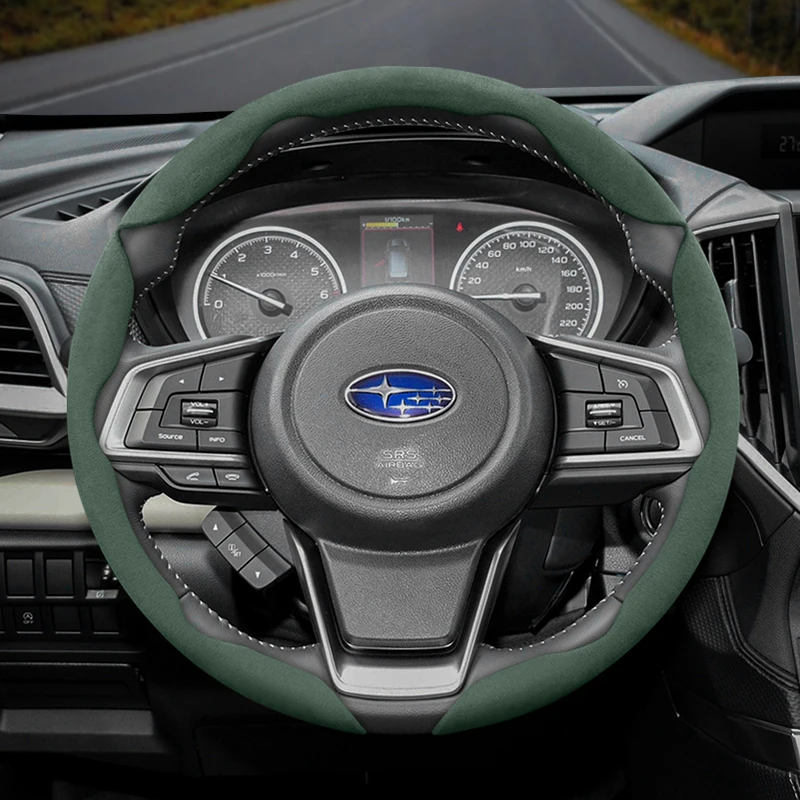 Suitable for Subaru Anti-Slip Buckle Segmented Suede Steering Wheel Cover Suitable for Forester Sh 2009 Impreza Legacy 2014 Levorg Xv Outback Wrx Sti Liberty Brz Solterra Ascent Accessories