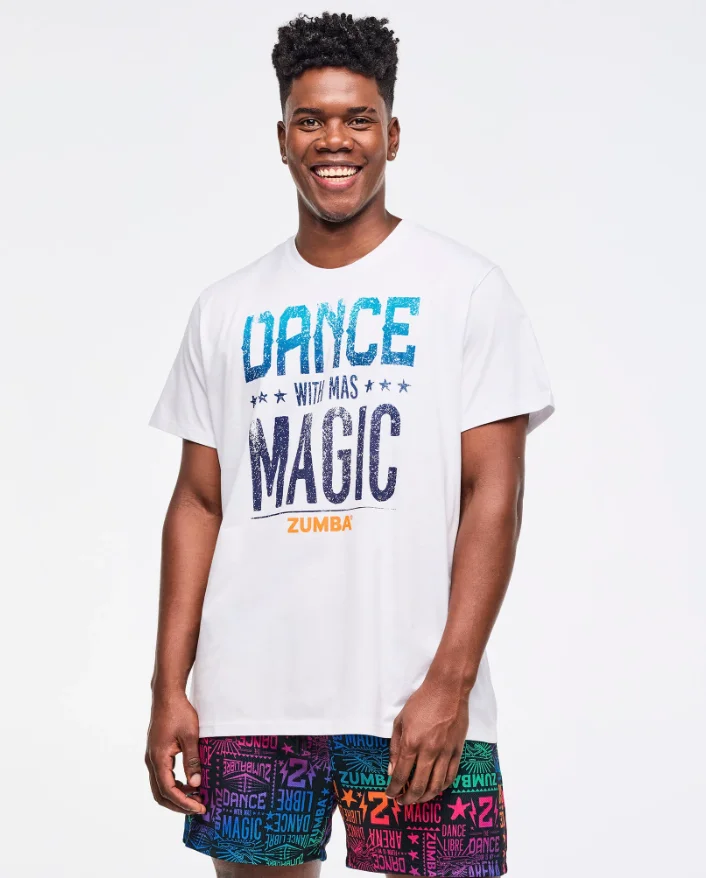 2026 Men Women Short Sleeve T Shirt, Distressed Dance Magic Slogan Print Crew Neck Breathable Fitness Top