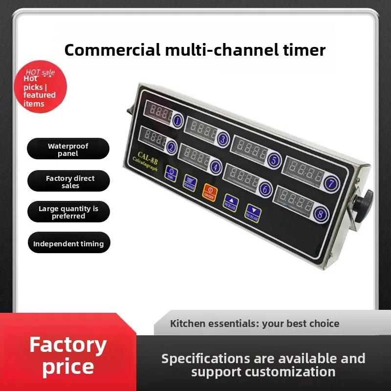 8 12 16 Channel Stainless Steel Timer Reminder Commercial Multi Timer Kitchen Cooking Alarm