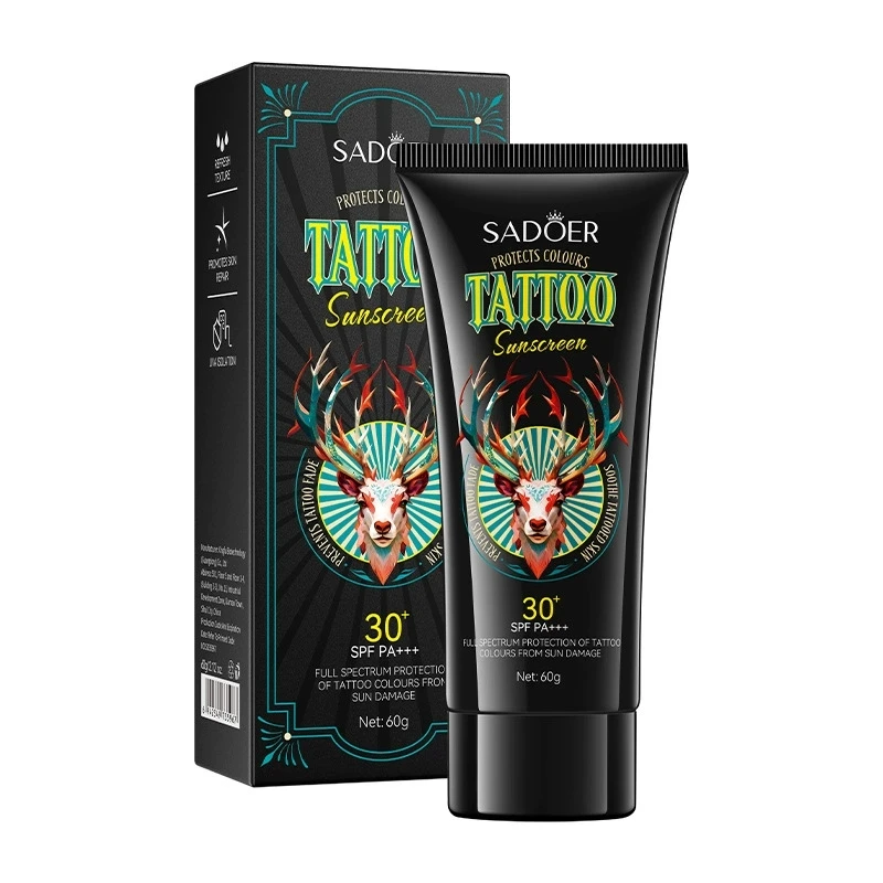 كريم SADOER Protect Fading Color Tattoo الواقي من الشمس، كريم الرعاية اللاحقة المضاد للتجاعيد يمنع تلف الشمس، كريم الشمس للحماية من الأشعة فوق البنفسجية