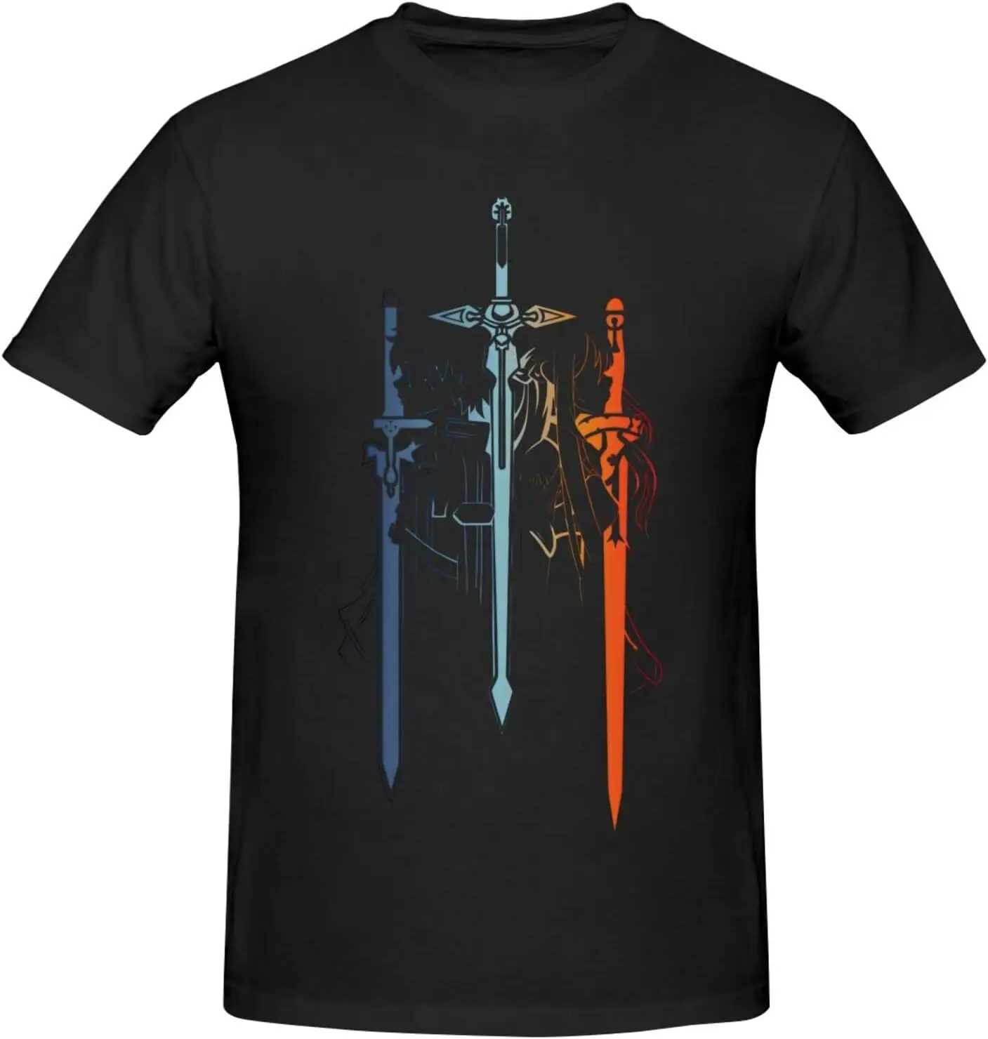 Sword Anime Art Online Shirt Men's Personalised Crew Neck Short Sleeve T Shirt Fashion Graphic Tees Deep Heather