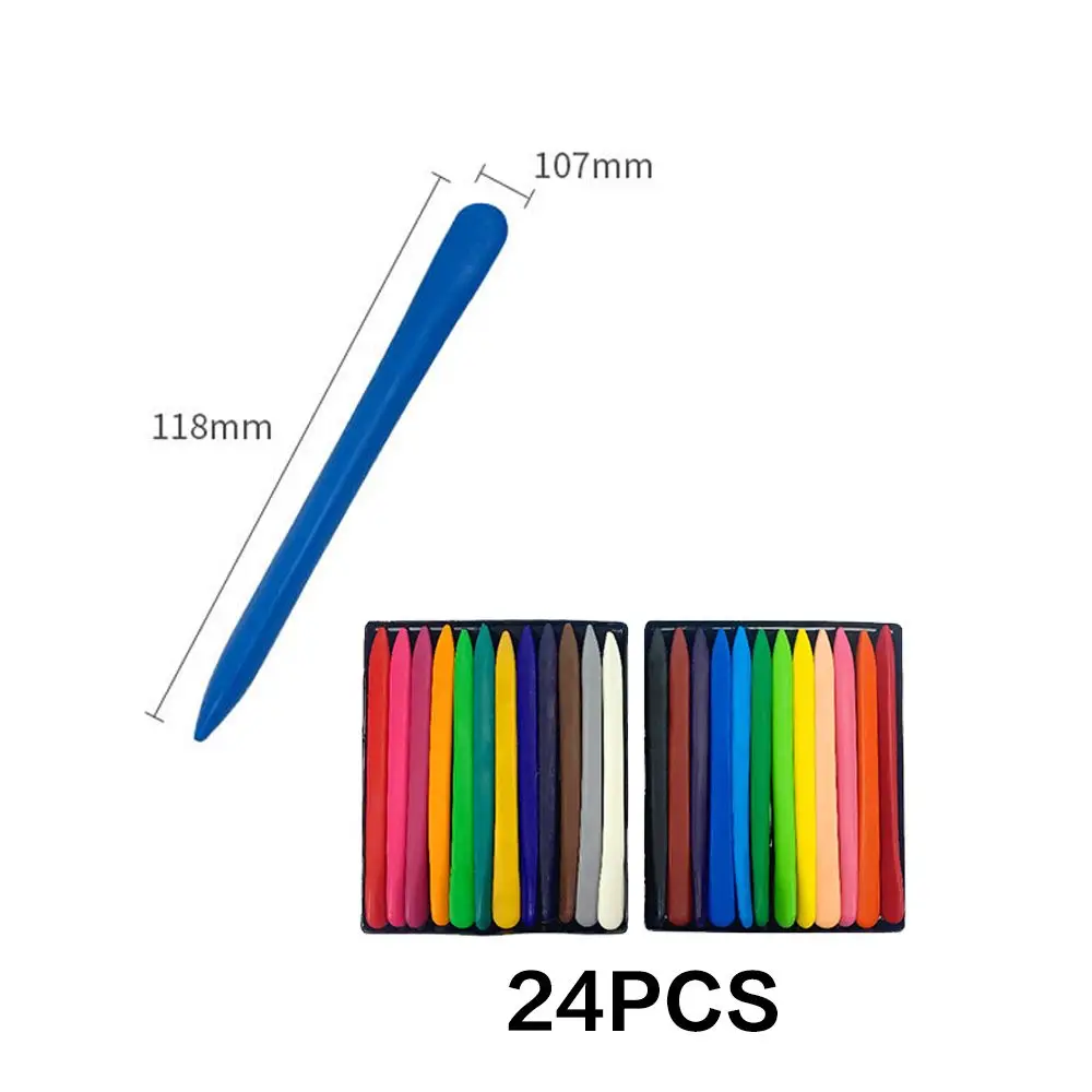 24 لونًا من البلاستيك غير القذرة أداة رسم يدوية قابلة للغسل لوحة زيتية عصا تلوين ملونة قلم شمع