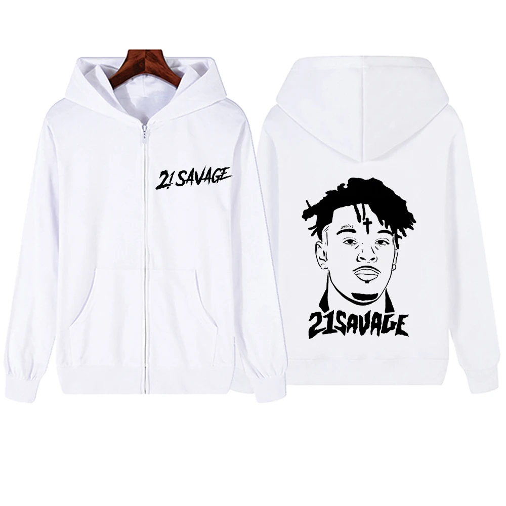 American Dream 21 Savage  2024 Zipper Hoodie Harajuku Pullover Tops Streetwear Music Fans Gift V-Neck Sweatshirts