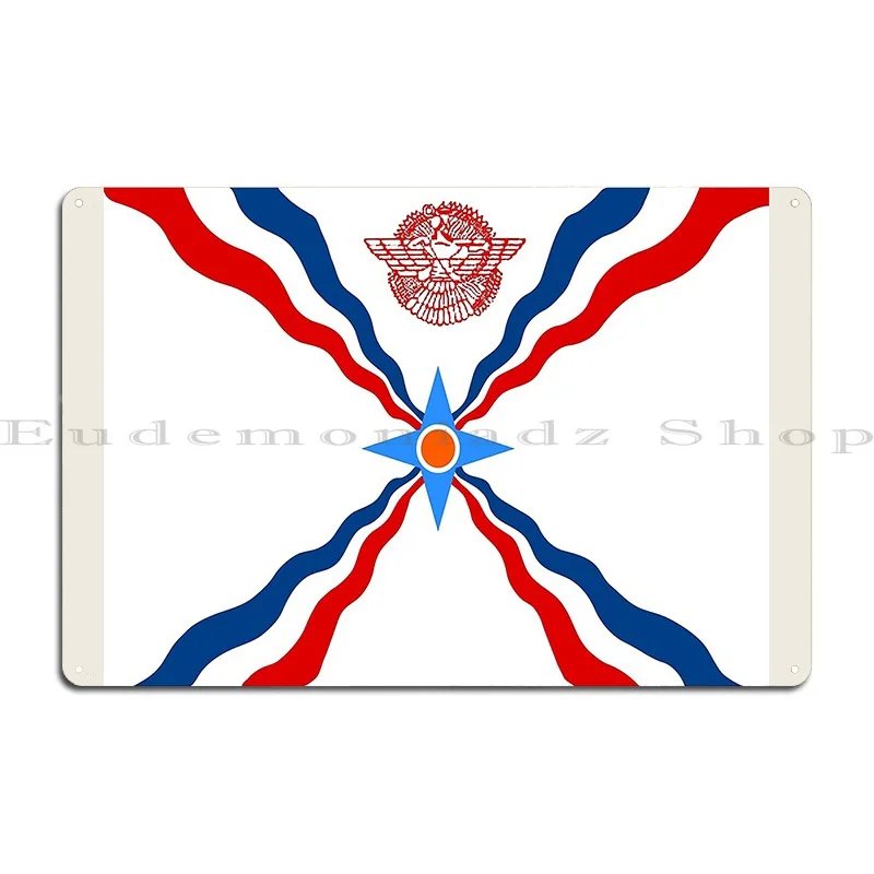 Assyrian Flag Metal Sign Plaques Rusty Decoration Printing Garage Tin Sign Poster