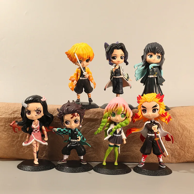 

Demon Slayer Action Figure Cartoon Kamado Tanjirou Kanroji Mitsuri Kochou Shinobu Collection Model Doll Toy Gift Room Decoration