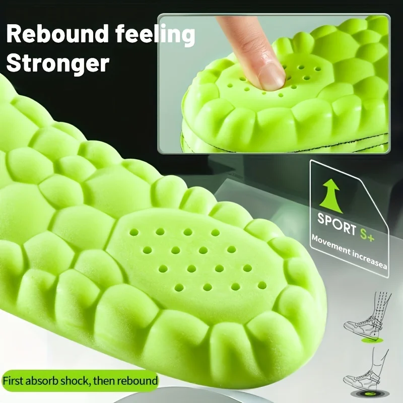 4D Orthopedic Sport Insoles Soft Breathable High-elasticity Shock Absorption Running Shoe Pad For Men Women Latex Massage Insole image 4