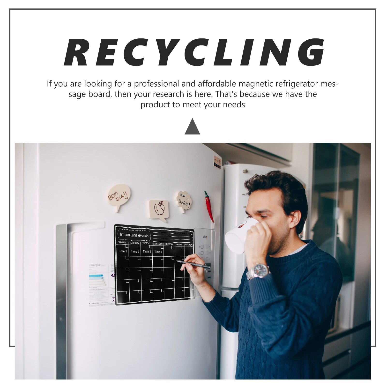 

Magnetic Refrigerator Whiteboard Erasable Message Board Smooth Surface Easy Clean Reusable Planning Note Office Staff Students