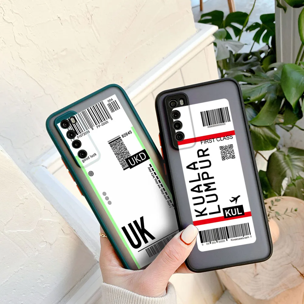 New Trend Phone Case For Samsung S24 S23 S22 S21 S20 FE S10 Note 20 10 9 Paris Seoul Tokyo Travel Ticket Label Translucent Cover