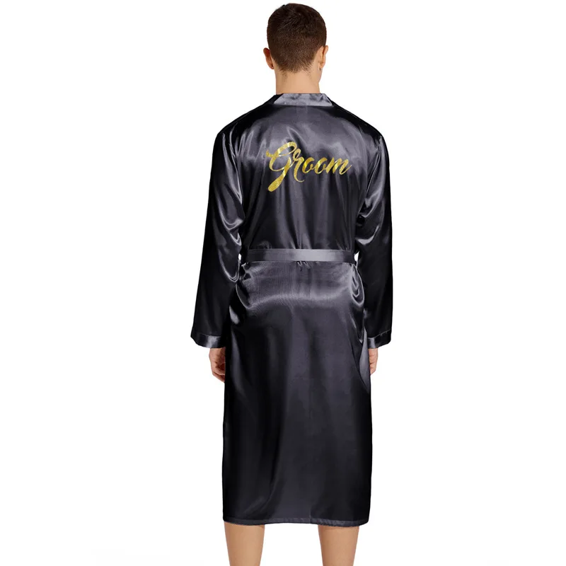 Men's hot gold word pajamas robe spring and autumn long men's large size cardigan home robe