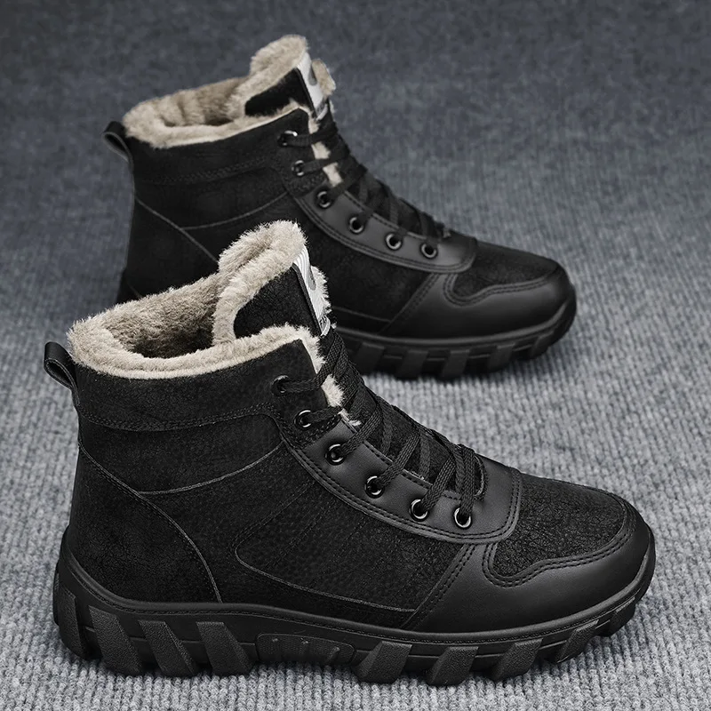 Men's Mountaineering Boots Winter High Top Workwear Men's Ankle Boots Warm Cold-proof Cotton Shoe Outdoor Casual Platform Boots