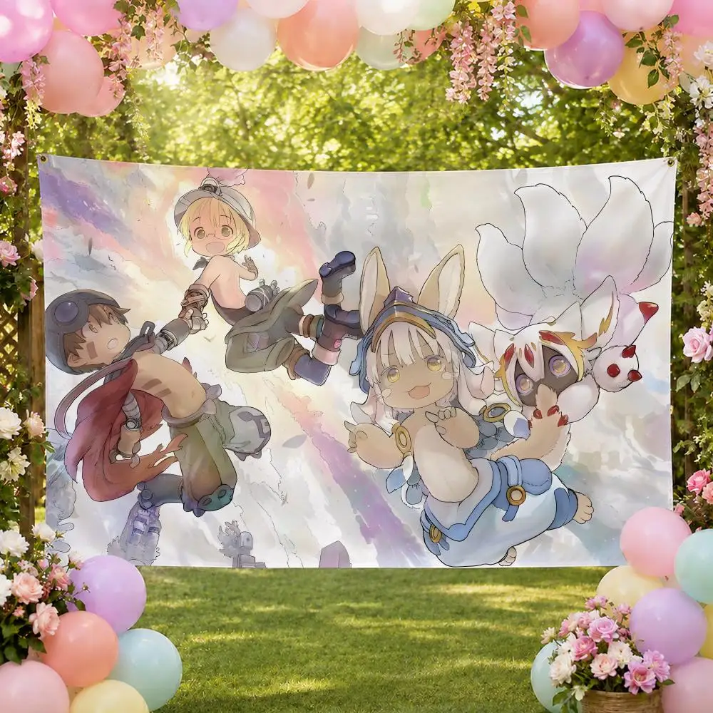 Anime Dark Epic RPG M-Made in Abyss Flags Fan Banner Tapestry Wall Hanging Garage BarDorm Camp Party Outdoor Home Decor Gift