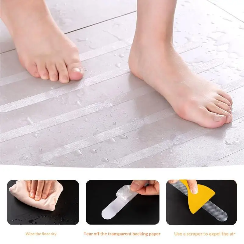 24Pcs Anti-Slip Shower Stickers Bathtub Shower Floor Safety Strips With Scraper - view 3