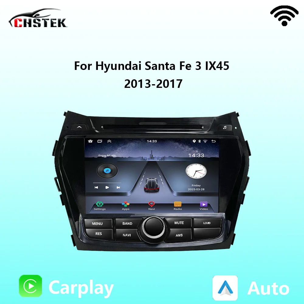 CHSTEK Car Radio Carplay Android Auto For Hyundai Santa Fe IX45 SantaFe 3 2014-2018 Multimedia Stereo Navigation Bluetooth WIFI