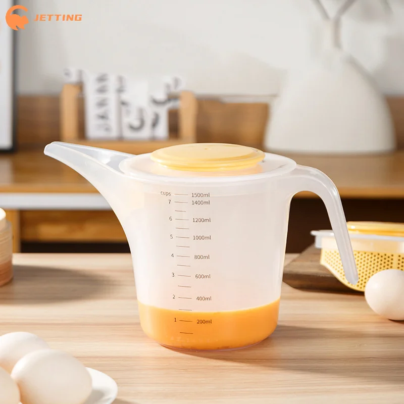 Plastic Clear 1500ml Large Capacity Graduated Measuring Cup Baking Measuring Cup Scale With Lid Household Baking Tool
