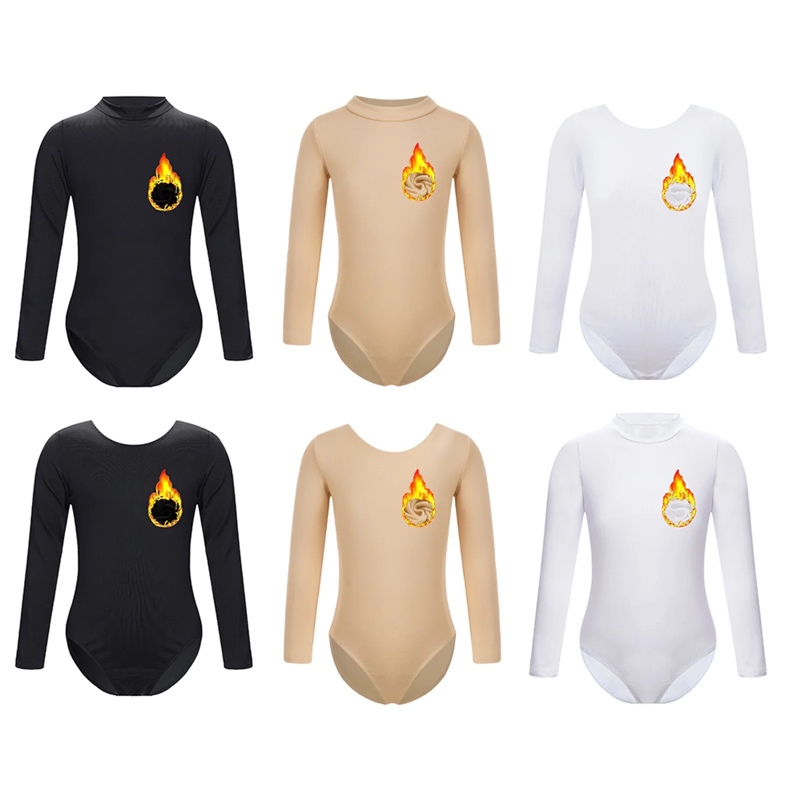 Children Figure Skating Training Costume Yoga Bodysuit Girls Fleece Lined Ballet Dance Leotard Top Gymnastics Thermal Underwear